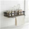 Astralong Porta Spugne Lavello Cucina con Vassoio Rimovibile Portasciugamani e 4 Ganci , Organizer Lavello in Acciaio al Carbonio, Organizer Cucina da Muro, Sink Caddy per Spugne Asciugamani Spazzole (Nero)