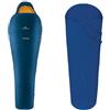 Ferrino, Sacco Lightec, Sacco a Pelo, Unisex adulto, Blu, 1100g & Pro Liner Mummy, Sacco Lenzuolo Uomo, Blu, 220x80x50 cm