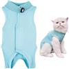 Samlonge Tuta da Recupero per Gatti, Tuta Recupero Chirurgia del Morbida Body Gatto Post Operatorio Vestito Chirurgico Animale Domestico Alternativa a Collare Gatto (Blu, L)