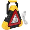 EVTSCAN ricaricabile per avvertimento per auto che triangolo, impatto, torcia a LED multifzionale, lampeggiamento rosso, sicurezza lgo la strada ed emergenze