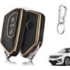 Ruayia Custodia per chiave auto compatibile con VW, cover in silicone TPU per VW Golf 8 GTI 2023 ID 4 Seat Leon Cupra Formentor Skoda Octavia A8 Mk8, bordo dorato-nero
