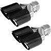 Krtopo 63MM Ingresso Doppia Terminale Scarico Auto Tubo Auto In Carbonio Punta Posteriore Punta Posteriore 3.5 Uscita (2 x Nero Argento Brillante, 63MM Ingresso)