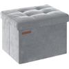 SONGMICS Pouf Pieghevole, Cassapanca in Velluto, Contenitore con Coperchio, Poggiapiedi, 31 x 41 cm, Portata 130 kg, per Corridoio, Soggiorno, Camera da Letto, Grigio Tortora LSF200G02
