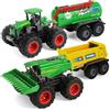 KARMOUNT Trattore agricolo, rimorchio, trattore, inerzia con rimorchio, metallo e plastica, mietitrebbia, giocattolo per bambini, set da gioco per ragazzi e bambini (set da 4 pezzi)