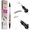 Horuili Matita Sopracciglia 4D Microblading - Penna Waterproof Anti-Sfumatura con 2 Punte (Quadrata Angolata 4D + Ultra-Fine) e Forcina per Effetto Capello, Effetto Lunga Durata (Marrone chiaro)
