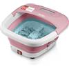 TZS First Austria - Idromassaggio Plantare 500W - Massaggiatore piedi con 3 accessori & 8 rulli - Massaggio a vibrazione & bolle d'aria, infrarossi & riscaldamento - Pieghevole fino al 47 - Rosa