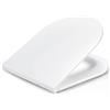 Amazon Basics - Sedile WC a Forma di D, Chiusura Ammortizzata, Cerniere a Sgancio Rapido, Misura Universale, Urea Antistatica e Finitura Effetto Porcellana, Bianco