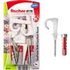 Fischer EasyHook Round 8, set da 4 Ganci Tondi e 4 Tasselli DuoPower 8 x 40 mm, Montaggio Facile e Veloce Senza uso di Pinze su Muro, Cartongesso, Mattoni Forati, Cemento, Legno, Soffitto, 557924