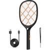 YISSVIC Racchetta Zanzare Elettrica 4000V, USB Ricaricabile, Luce LED, Protezione Maglia a 3 Strati Scacciamosche Elettrica Adatto per Casa Cucina Interni e Esterni Nero/Arancione