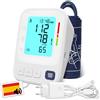 Zelkan Sfigmomanometro digitale con voce in spagnolo ON/OFF e cavo USB-c (senza batteria) misuratore di tensione arteriosa e frequenza cardiaca, monitor della pressione sanguigna con bracciale e
