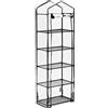 Relaxdays Serra per Il Balcone, HxLxP: 193 x 58 x 36 cm, Ferro e Telo in PVC, Giardinaggio, a 5 Piani, Nero Trasparente