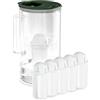 Wessper Caraffa Filtrante vetro 2L, indicatore LED, 5 filtro classic -Verde | caraffa vetro con filtro acqua potabile, senza BPA, brocca acqua filtrante classic carboni attivo