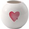 Villeroy & Boch Like. by with Love Vaso, ca. 13 x 13 x 11,5 cm, Bianco con Decorazione acquerellata Rossa, Lavabile in lavastoviglie, Motivo a Cuore, Vaso Decorativo bombato, Porcellana Premium