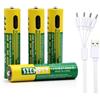 SZEMPTY 900 mWh batterie ricaricabili AAA, 4 pezzi, 600 mAh, 1,5 V, USB-C al litio AAA, ricaricabile, con cavo di ricarica 4 in 1, tipo C, oltre 1200 cicli.