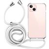 MyGadget Cover per iPhone 14 - Custodia con Corda - Case con Cordino Trasparente Antiurto con Laccio | Tracolla - Practical Stylish - Bianco