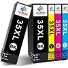 LeciRoba Cartucce d'inchiostro 35XL per stampanti Epson WorkForce Pro WF-4725DWF WF-4720DWF WF-4730DTWF WF-4730DTWF WF-4740DTWF (2 nero, 1 ciano, 1 magenta, 1 giallo)