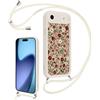 Vxinvnoi Cover Cordino per iPhone Air/iPhone 17 Air, Aesthetic Fiori Disegni Ragazze Custodia con Corda Collana Tracolla Laccio, Sottile Silicone Morbido Bumper Antiurto Case per iPhone Air, Beige 02