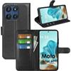 betterfon Custodia compatibile con Motorola Moto Edge 60 / Edge 60 Fusion | Custodia a portafoglio in TPU di alta qualità con scomparti per carte di credito, chiusura magnetica, colore nero
