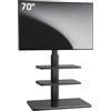 AOKCOS Supporto TV da Pavimento Inclinabile per 32-70 Pollici, Girevole Altezza Regolazione Porta TV da Terra con 2 Mensola, Max VESA 400x400mm 40kg