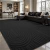 Sour Lemon Tappeto per soggiorno, 160 x 230 cm, motivo semicircolare 3D, nero, per camera da letto, extra large per soggiorno, lavabile in lavatrice, antiscivolo, a pelo corto, per camera dei bambini