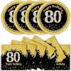 DHAIQC Set di 50 stoviglie per 80° compleanno, 80° compleanno, piatti per feste e tovaglioli, colore nero, oro, piatti di carta per feste di compleanno, per uomo, donna, decorazione di compleanno (80th)