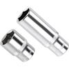 CoCud Presa 6 Punti, 1/4 Drive 13mm Profonda, Presa Impatto Metrica Cromata Cr-V Profonda e Superficiale - (Applicazioni: per Chiavi Cricchetto Elettriche Coppia Riparazione Auto), 2Pz