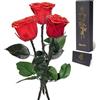 Yamonic Rosa Stabilizzata Regalo Donna,Festa della Mamma Idee Regalo,Rosa Eterna con Steli Regali per Donne Compleanno,Vera Rosa Regali Mamma,3 Rose