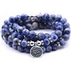 Self-Discovery 108 perle naturali Mala Yoga gioielli meditazione perline braccialetto collana con simbolo di yoga, One Size, Pietra, Perla