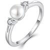 JO WISDOM JO WISODM Anelli in Argento 925 Donna,Anello di Perle d'acqua dolce da 7mm con 3A Zirconia cubica