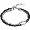 GAVU Bracciale Croce da Uomo con Doppio Filo di Perline di Pietre Naturali e Acciaio Inossidabile, Bracciale da Uomo Tormalina Nera con Charm Croce