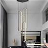 LAMPLAY Lampadario Moderno, 4 Luci LED Ad Anello Di Diamanti Nero, Lampadario Per Villa Regolabile In Altezza, Luce Per Soggiorno Con Telecomando 3000K-6000K Dimmerabile, Scale Del Soggiorno