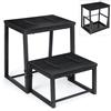 LIANTRAL Pedana a 2 gradini in legno per adulti e bambini, telaio metallico, design 2 in 1 retrattile, pedana antiscivolo per letto, per cucina, bagno, balcone, nero