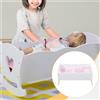 Culla per bambole in legno bianco da 18 pollici, design a dondolo per bambini