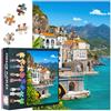 TISHIRON Puzzle da 1000 pezzi, Costiera amalfitana Italia, panorama di limoni soleggiati e mediterranei per terapia naturale e decorazione costiera | Puzzle per adulti di alta qualità con arte paesaggistica