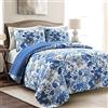 Lush Decor Sydney - Set copripiumino 3 pezzi, colore blu navy e bianco, per letto king size