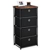 Relaxdays Cassettiera in Stile Industriale, Comò con 4 Cassetti e Ripiano in Tessuto, Metallo, 85x43x33 cm, Nero Marrone