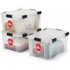 Iris Ohyama, Scatole Portaoggetti Ermetiche in Plastica, 50L, Set di 3, Trasparente, Coperchio Impermeabile, con Chiusura, Impilabile, Per Esterni, Garage, Vestiti, Antipolvere, Senza BPA, AT-L