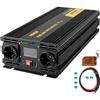 VEVOR Convertitore sinusoidale puro DC 12 V a AC 230 V, convertitore sinusoidale puro 2500 W, inverter a onda sinusoidale con display LCD, tensione pura, protezioni di sicurezza con telecomando e cavo