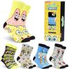 SPONGEBOB SQUAREPANTS Calzini Uomo EU 40-45, Calze Uomo Pacco da 5, Calzini Divertenti Morbido, Idea Regalo Accogliente (Giallo, 40/45 EU)