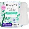 The Honey Pot Company - Assorbenti notturni infusi alle erbe con le ali durante la notte - 12 Tamponi di cotone organico certificato OCS, Abbondante assorbenza, Lenitivo e rinfrescante, 1 unità