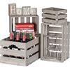 Relaxdays Set da 4 Cassette Vintage in Legno, Contenitore Decorativo, 4 Misure, Bottiglie & Libri, Shabby, Grigio