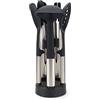 Joseph Joseph Elevate Set di 5 Utensili Cucina, Accessori in Silicone, Mestoli, Cucchiai, Pinze, senza BPA, Antiaderenti, Resistenti al Calore, Manici in Acciaio Inox, con Portautensili