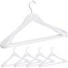 Relaxdays Grucce Appendiabiti Set da 5, Spalle Larghe, Gancio Girevole 360°, Asta per Pantaloni, Appendini Legno, Bianco