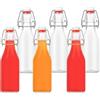 Relaxdays Bottiglie vuote, set da 6, 250 ml, chiusura a clip, bottiglie in vetro per olio, aceto, succhi, trasparenti