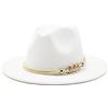 Gossifan Lady Fashion - Cappello Fedora Panama con Cintura ad Anello - Bianco - M