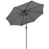 Yaheetech Ombrellone da Giardino Esterno 300 cm Portatile Parasole Protezione UV con Manovella 8 Stecche Reclinabile Telo in Poliestere Tubo in Alluminio Spiaggia Balcone Terrazzo Grigio
