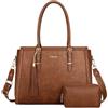 MOSISO Borsa Laptop da Donna, 15,6 pollici Borsa Tote Vintage Pelle PU con Scomparto Laptop Compatibile con MacBook Pro 16 pollici, Borse Mano Capiente per Lavoro Business con Pochette&Nappa, Marrone