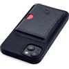 Dockem Custodia Porta Carte con Patta per iPhone 14 Plus con Portafoglio Minimalista Rimovibile con Patta per 3-4 Cartes e Piastra in Metallo per Montaggio Magnetico (Nero)