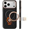 TORRAS Ostand Q3 VegSkin Cover per iPhone 17 Pro Max, Custodia Ostand Q3 VegSkin in Pelle di Silicone Sostenibile, Supporto Magnetico Invisibile a 360°, Pelle di Alta Qualità, Ultra Sottile, Nero