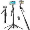 ORICO Treppiede per Smartphone 185cm, Treppiede portatile & Bastone selfie, Base a 4 piedi, Telecomando Wireless, Trepiedi Alluminio Estensibile per iPhone/Android/Fotocamera/GoPro - SPN185